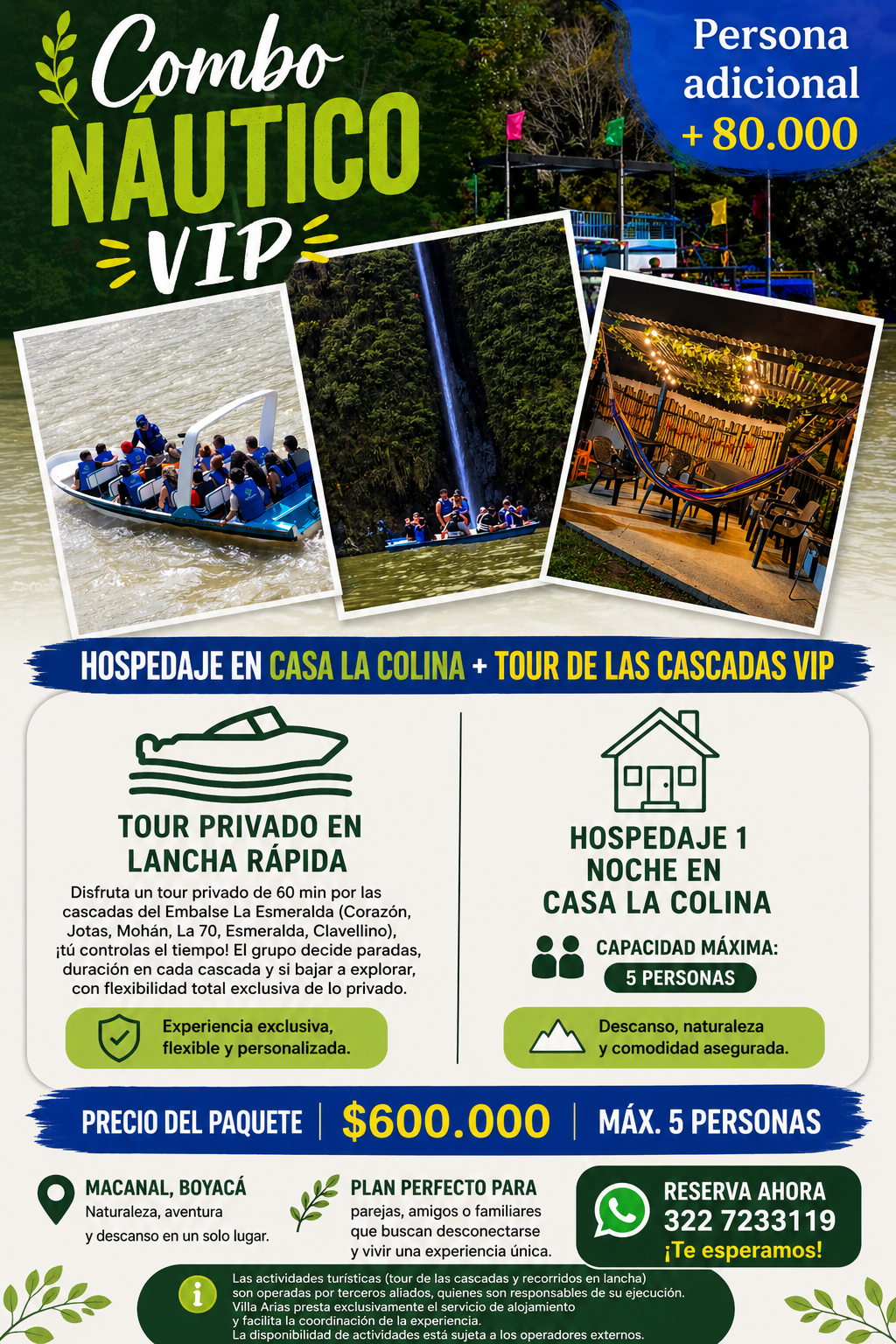 Hospedaje para 5 en Casa la colina + Tour de las cascadas VIP